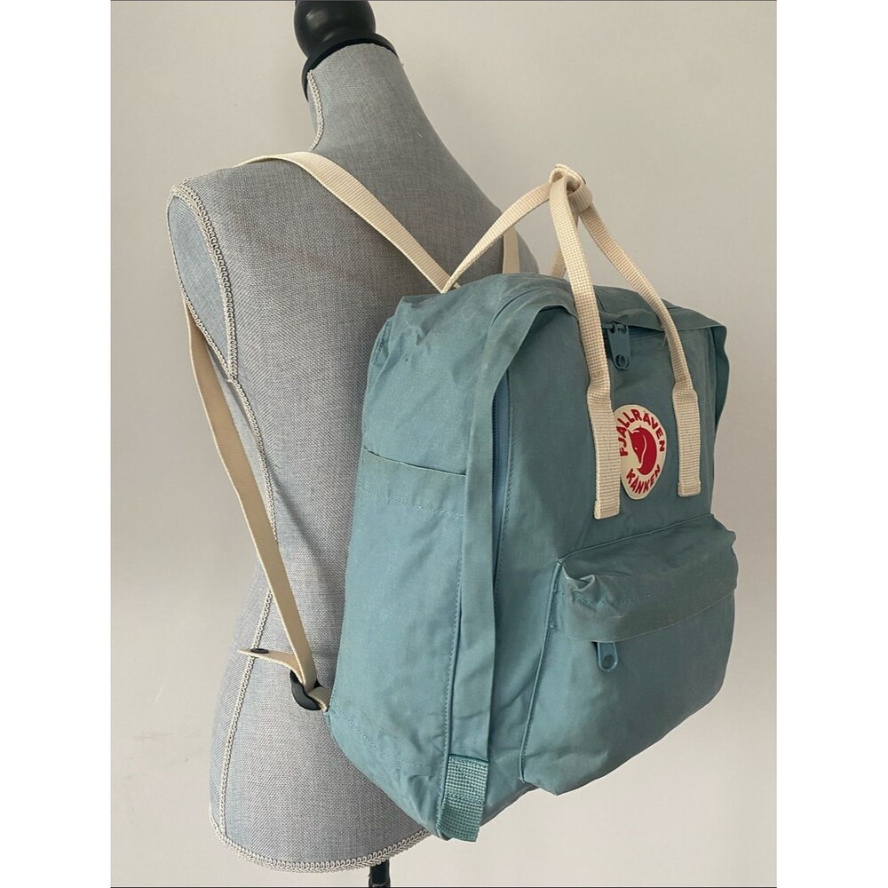 Rare Fjallraven Classic Kånken Sky Blue Backpack Laptop Pocket Everyday School - Picture 3 of 16